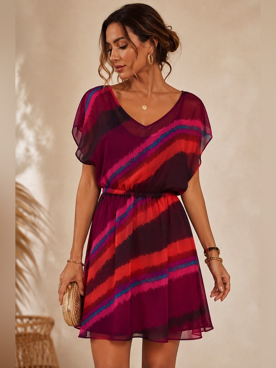 Express Dresses & Skirts - Express Pink Purple Abstract Chiffon Mini Dress Size XS